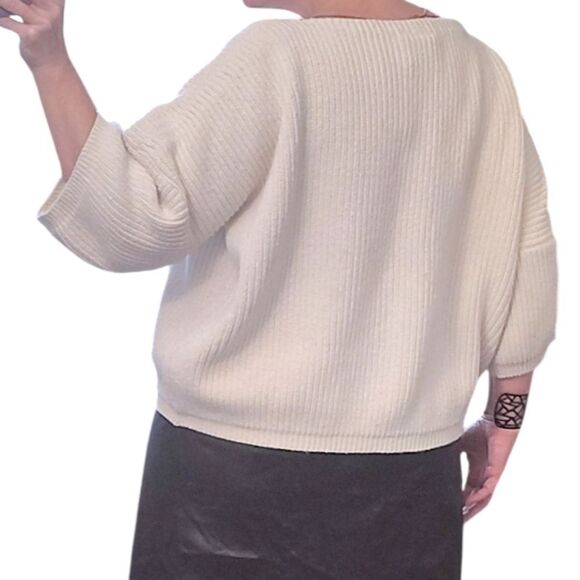 VTG San Miguel White Cable Knit 100% Cotton Oversized Sweater Medium - Picture 11 of 15